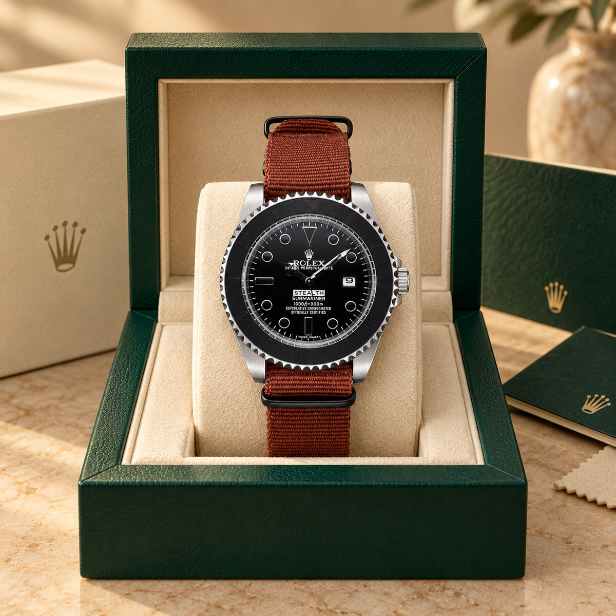 Marinus Textilband-Herrenuhr in der optionalen grünen Präsentationsbox