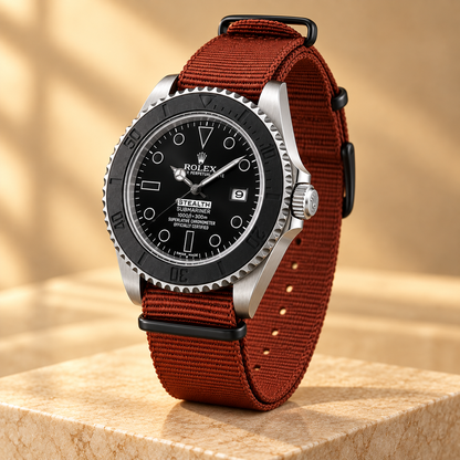 Marinus Textilband-Herrenuhr – Seitenansicht mit Krone – Sophie Berlin