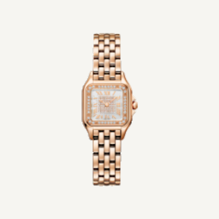 Roségoldfarbene Damenuhr mit funkelndem Zifferblatt – Modell SB33