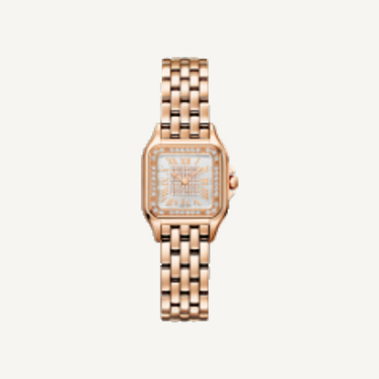 Roségoldfarbene Damenuhr mit funkelndem Zifferblatt – Modell SB33