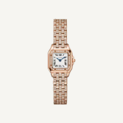Roségoldfarbene Damenuhr mit schmaler funkelnder Gliederoptik – Modell SB34