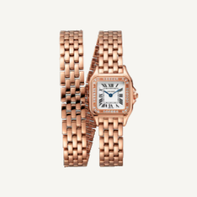 Roségoldfarbene Damenuhr mit doppeltem Wickeldesign – Modell SB37