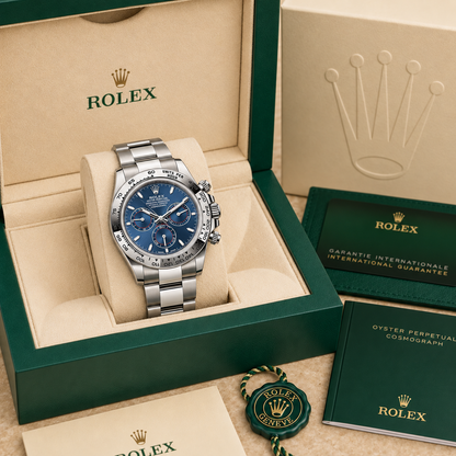 Velaro Chronograph Leuchtend Blau 40 mm in grüner Präsentationsbox