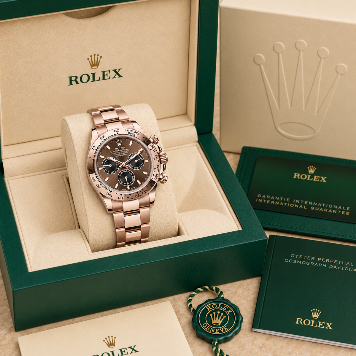 Velaro Chronograph Schokoladenbraun 40 mm in grüner Präsentationsbox