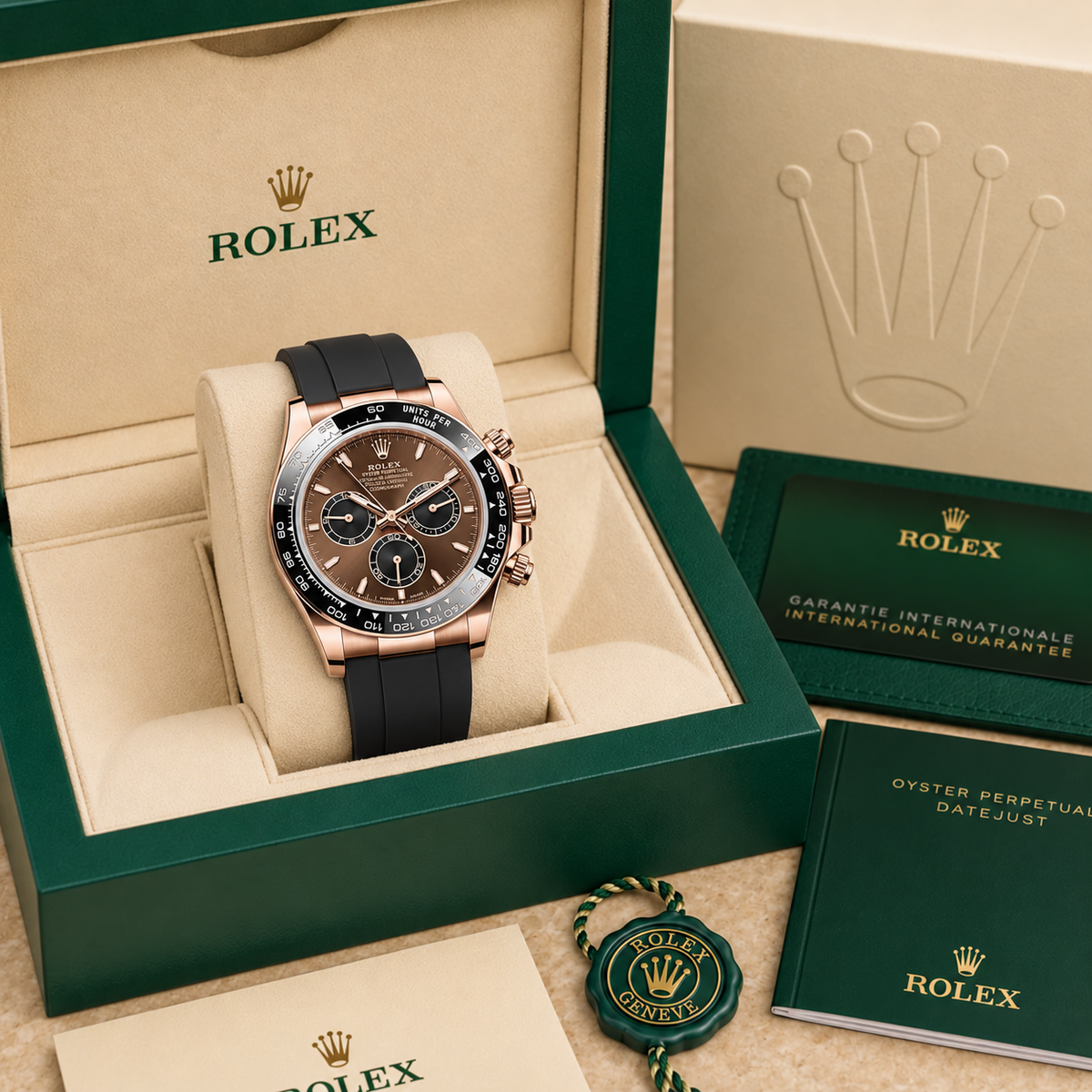 Velaro Chronograph Schokoladenbraun Flex-Armband 40 mm in grüner Präsentationsbox