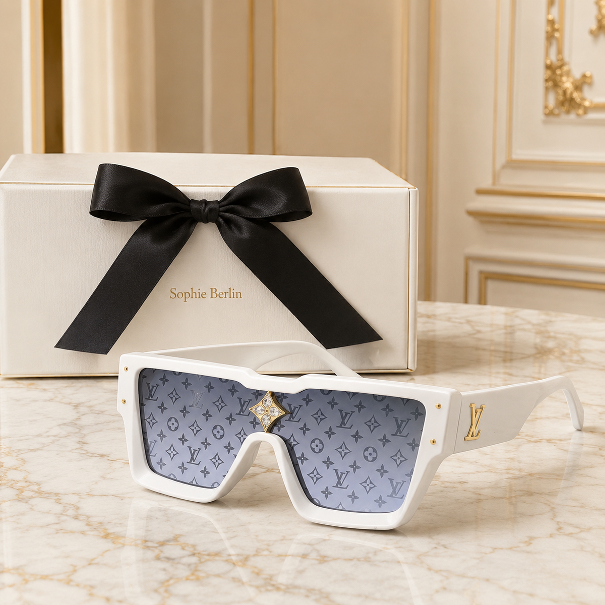 Weiße Square-Sonnenbrille H31048 – Sophie Berlin Prestige