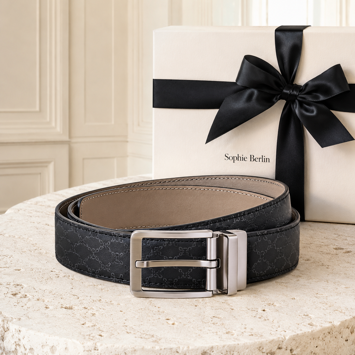 Nomade Wendegürtel für Herren – Schwarz/Beige, 40 mm – Sophie Berlin Profilbild