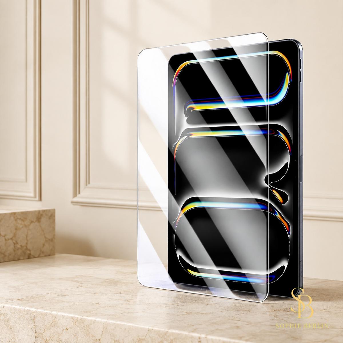 Transparentes Displayschutzglas für das iPad – Displayschutzglas in heller Sophie-Berlin-Boutique