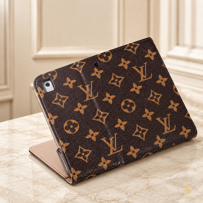 Braune iPad-Foliohülle mit klassischem Monogramm – Sophie-Berlin-Luxusansicht 5