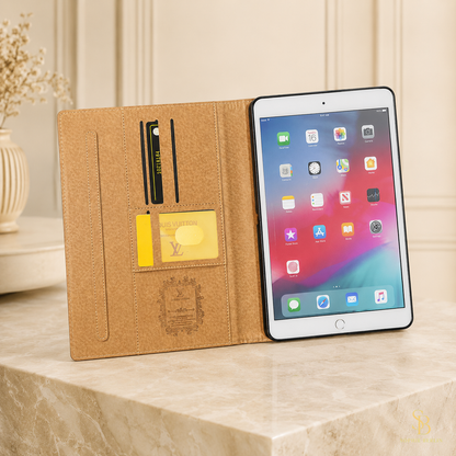 Braune iPad-Foliohülle mit klassischem Monogramm – Sophie-Berlin-Luxusansicht 6