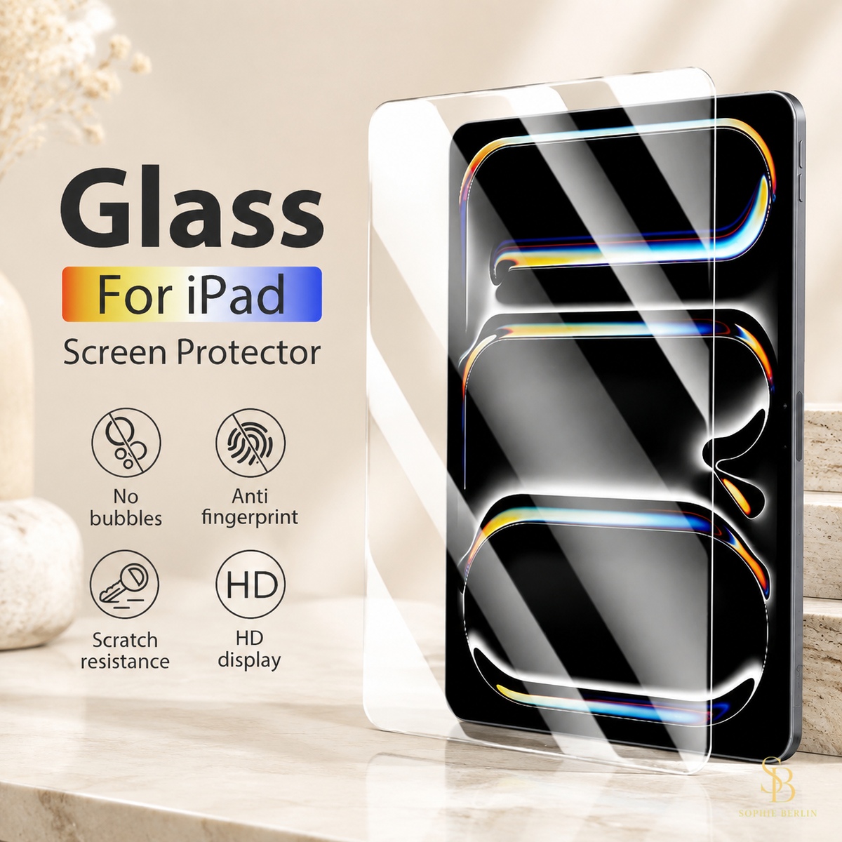 Transparentes Displayschutzglas für das iPad – Sophie-Berlin-Luxusansicht 1