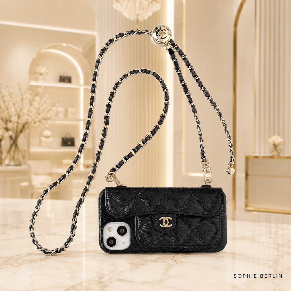 Luxus-Wallet-Handyhülle mit Crossbody-Kette – Sophie Berlin