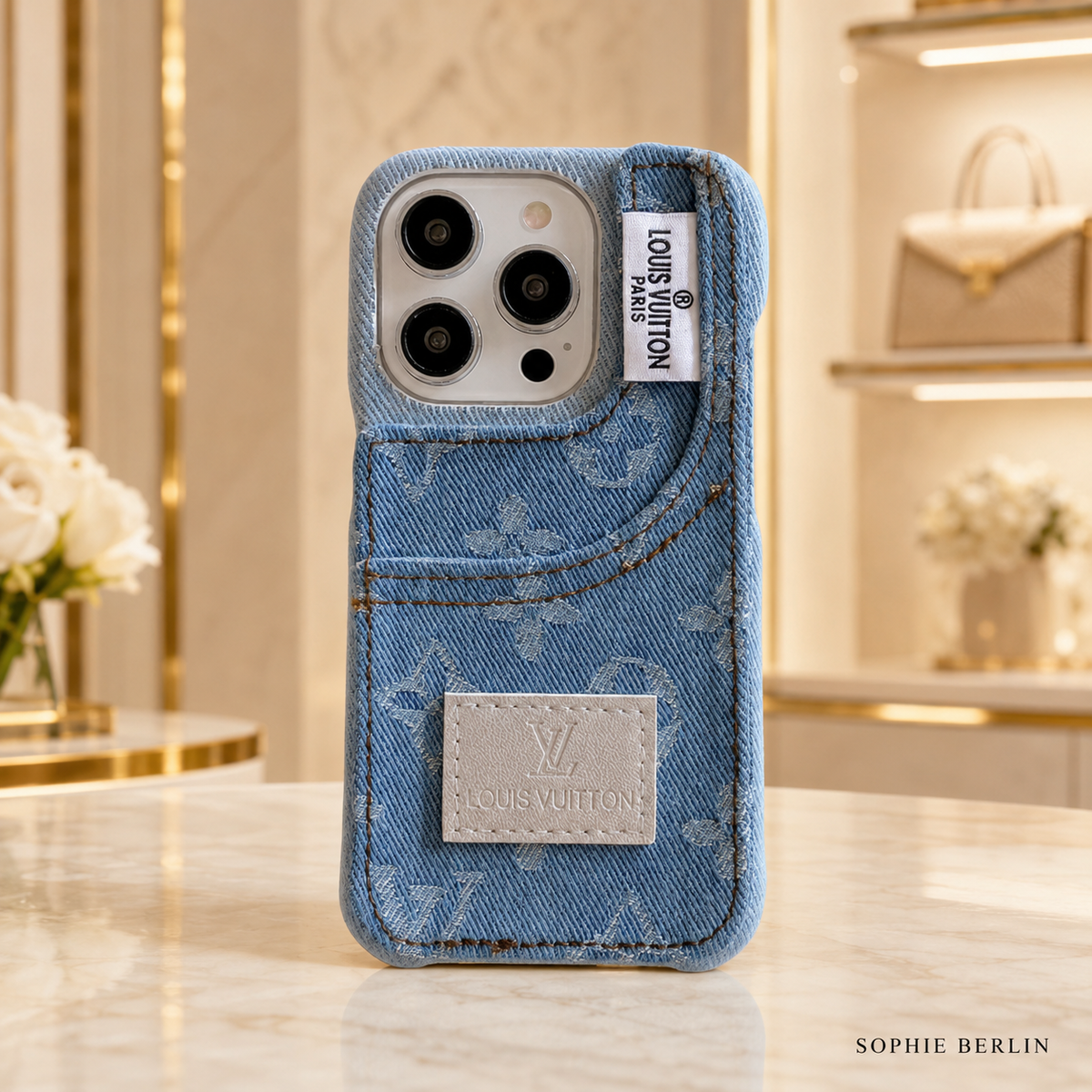 Denim-Handyhülle mit integriertem Kartenhalter – Sophie Berlin