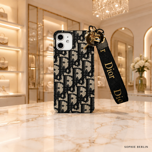 Elegante schwarze Handyhülle mit Schultergurt – Sophie Berlin