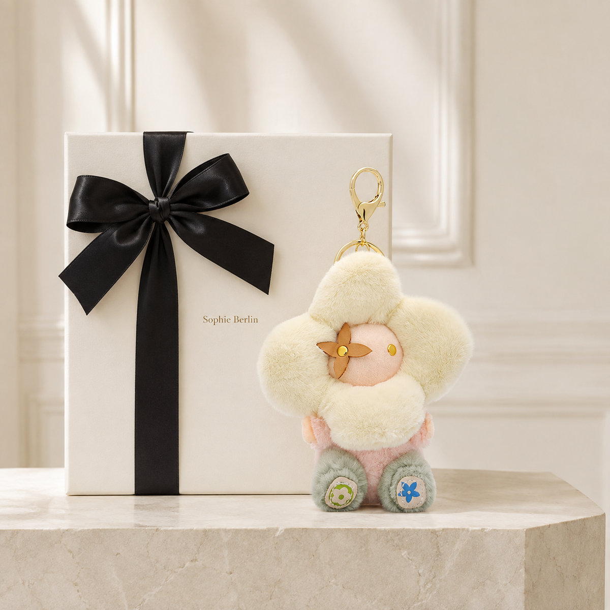 Eleganter Mini-Taschenanhänger mit goldfarbenem Clip – Sophie-Berlin-Luxusprofil