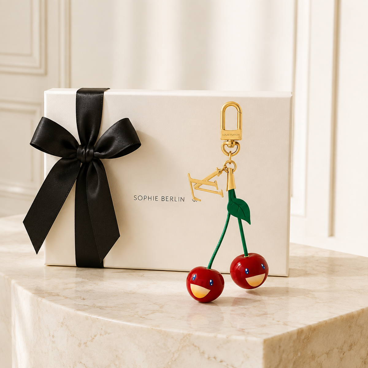 Blumenförmiger Taschenanhänger mit Drehdetail – Sophie-Berlin-Luxusprofil