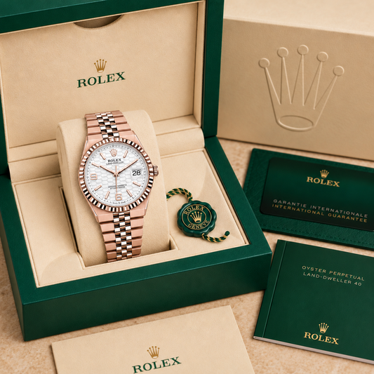 Luxuriöse Automatikuhr 40 mm Roségold in Präsentationsbox