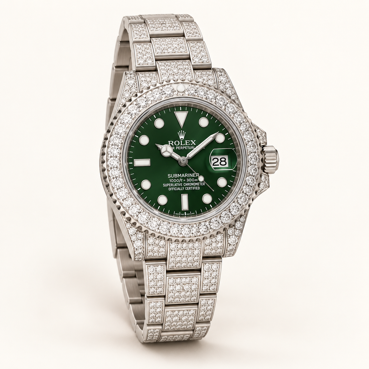 Marinus Schmuckstein-Uhr Grün – 41 mm – Detailansicht