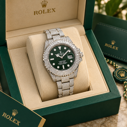 Marinus Schmuckstein-Uhr Grün – 41 mm in grüner Luxusbox mit Zertifikat und Booklets