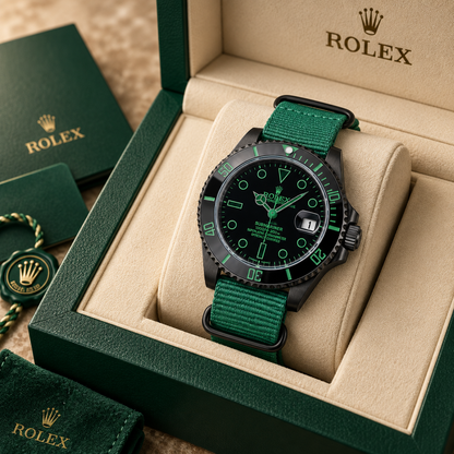 Marinus Sportuhr Schwarz-Grün – 40 mm in grüner Luxusbox mit Zertifikat und Booklets