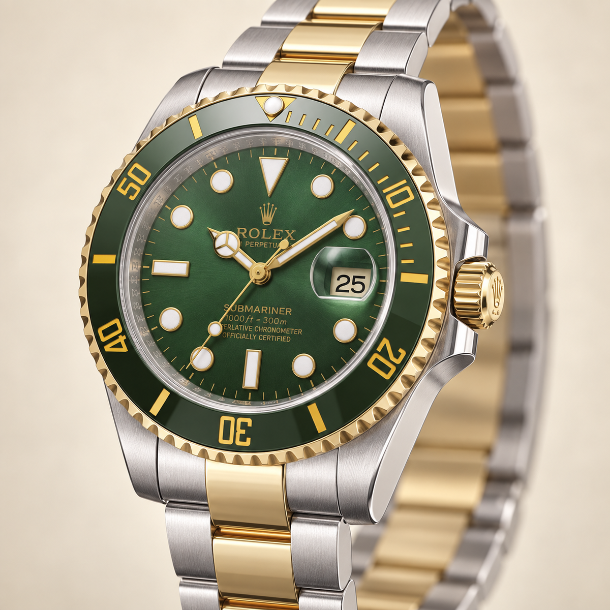 Marinus Bicolor-Herrenuhr, 41 mm, silberfarbene Seitenansicht mit goldfarbener Krone