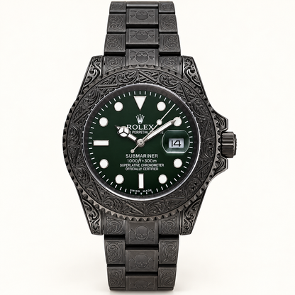 Marinus Herrenuhr – Schwarz & Dunkelgrün | 41 mm – Vorderansicht