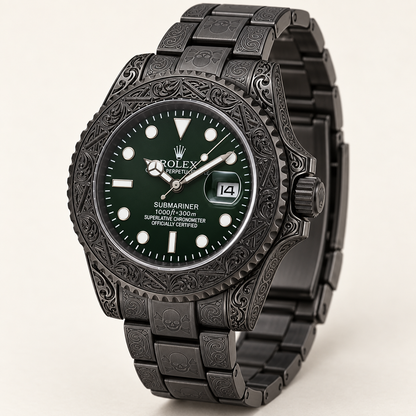 Marinus Herrenuhr – Schwarz & Dunkelgrün | 41 mm – Seitenansicht