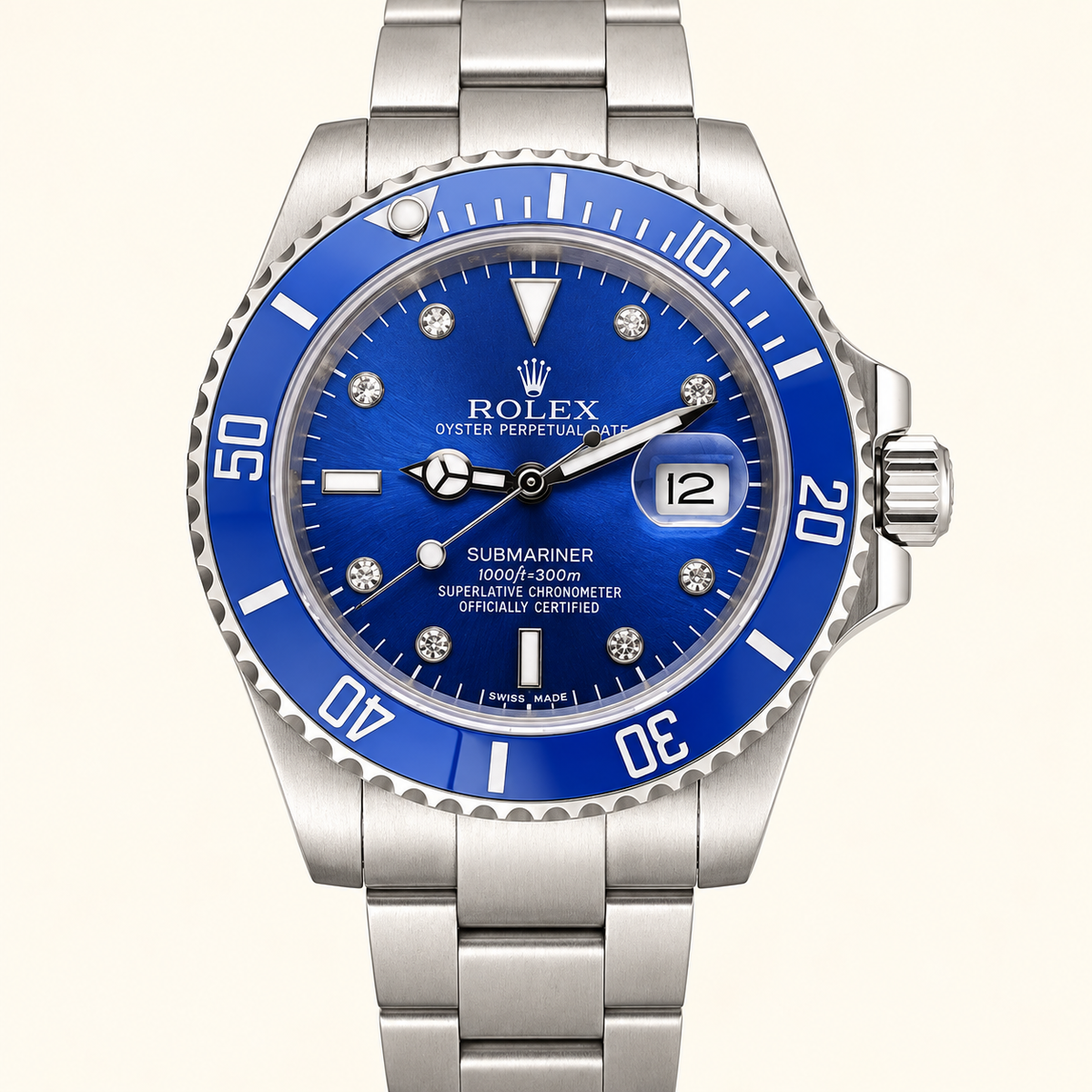 Marinus Schmuckstein-Herrenuhr – Königsblau & Silberfarben | 40 mm – Vorderansicht