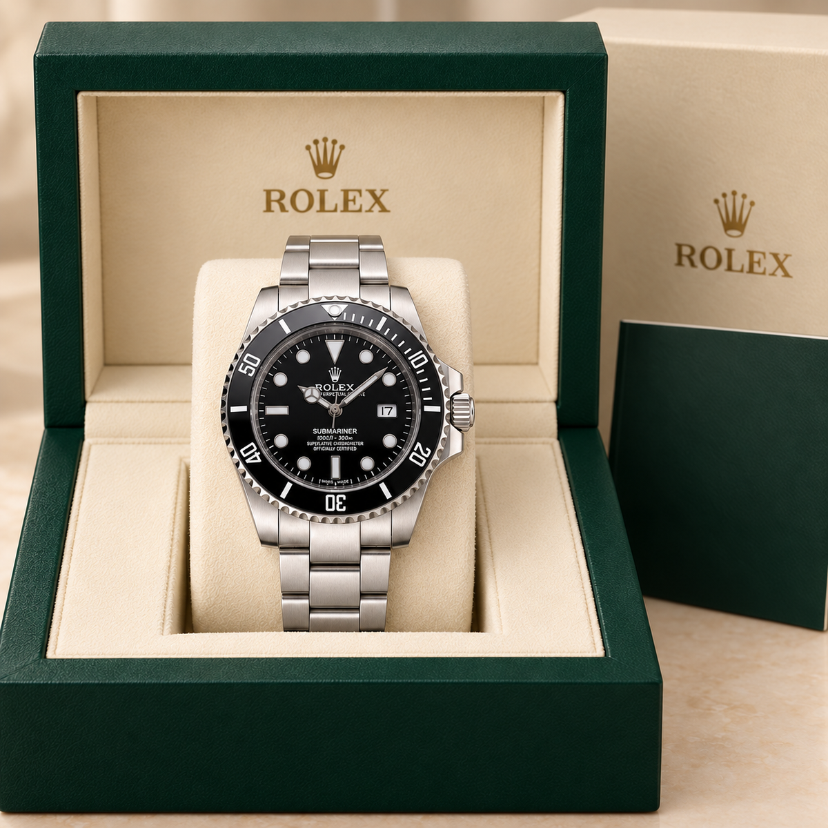 Marinus Herrenuhr in Schwarz und Silberfarben, 41 mm, in grüner Präsentationsbox