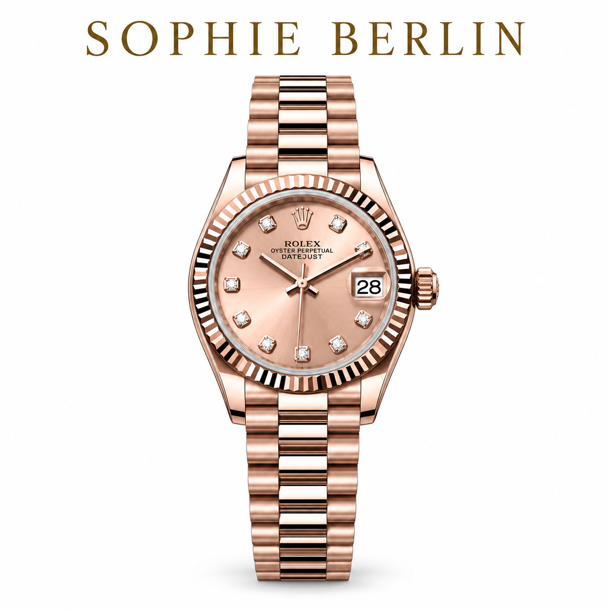 Sophie Berlin – Rosé Éclat Damenuhr, Vorderansicht auf weißem Hintergrund