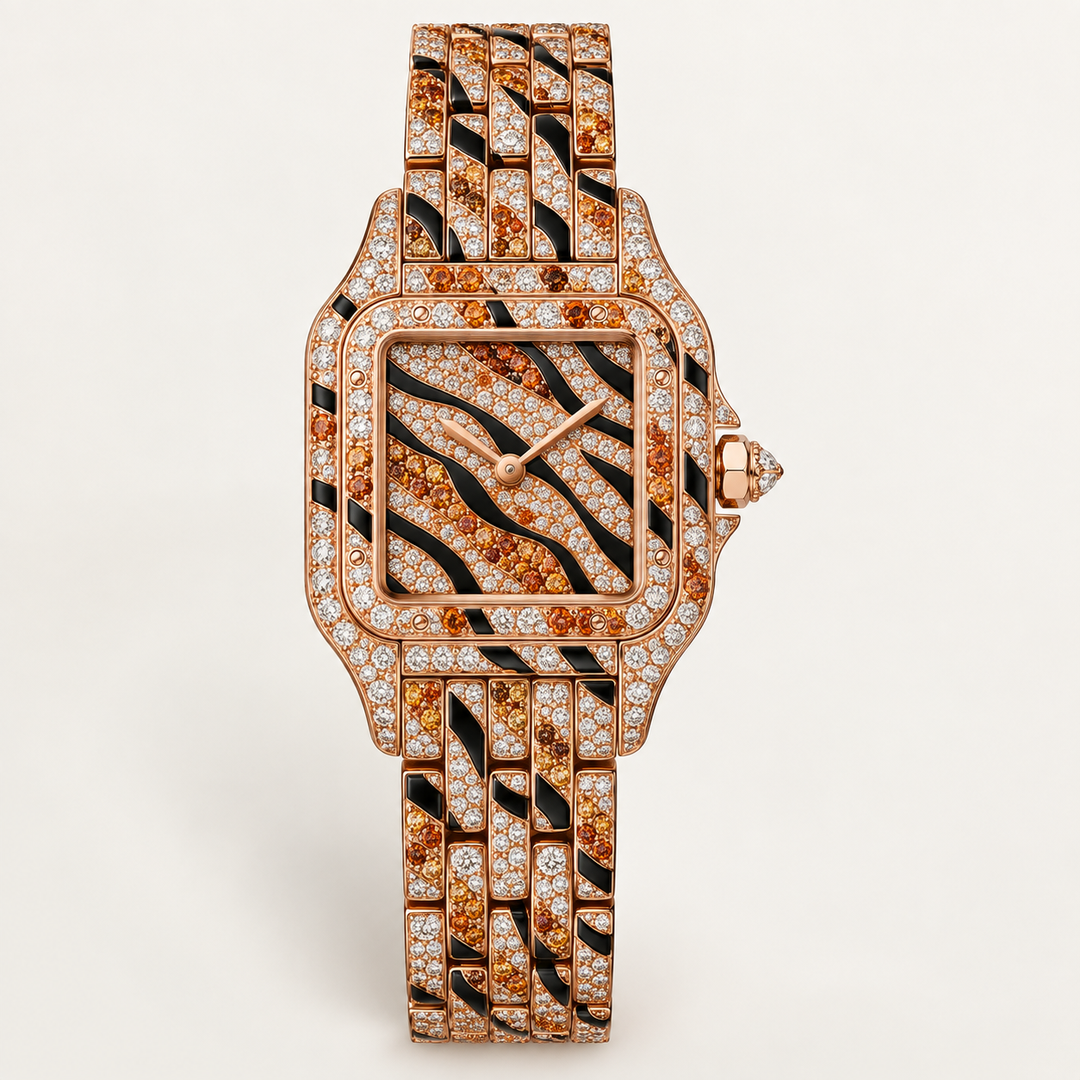 SB40 Panthère HPI01698 – roségoud met diamant-, spessartiet- en lakpatroon