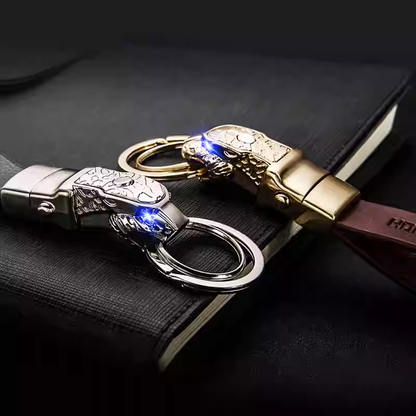 Leder-Autoschlüsselanhänger mit Metallring – Originalansicht 2