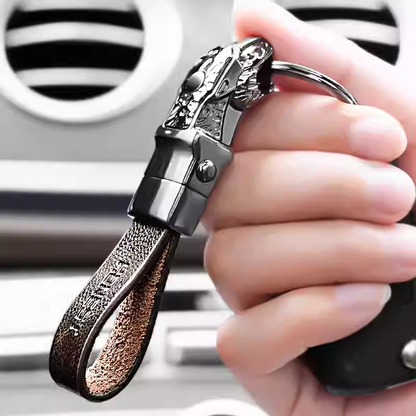 Leder-Autoschlüsselanhänger mit Metallring – Originalansicht 5