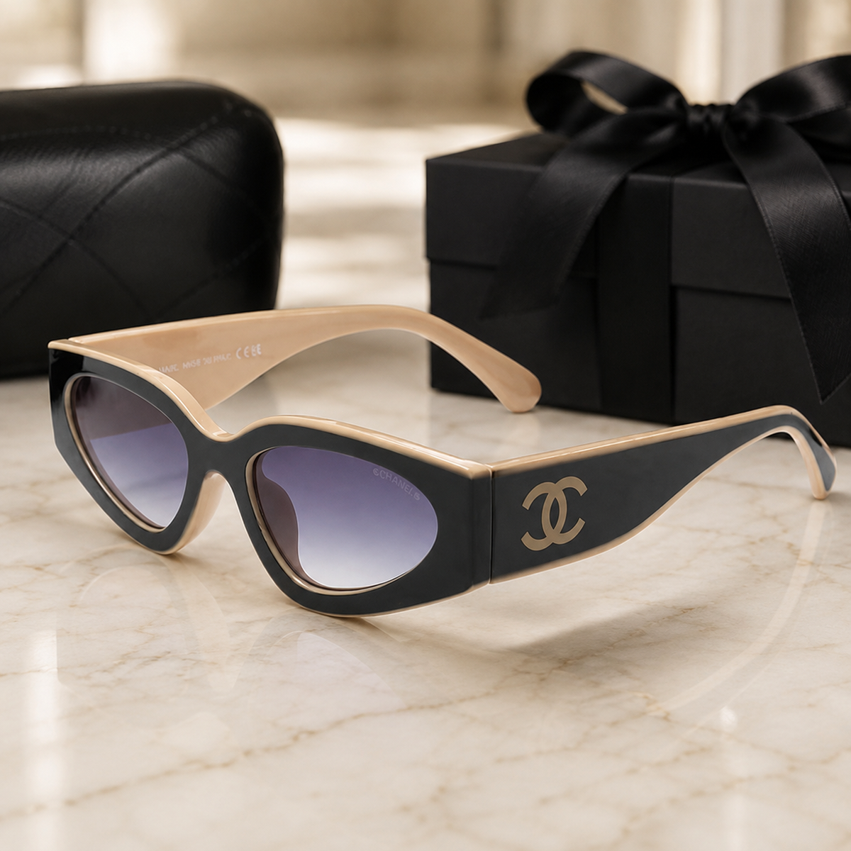 Premium Rechteck-Acetat Sonnenbrille – Luxusansicht
