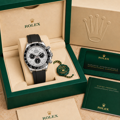 Sportliche Automatikuhr 40 mm Silber und Schwarz in Präsentationsbox