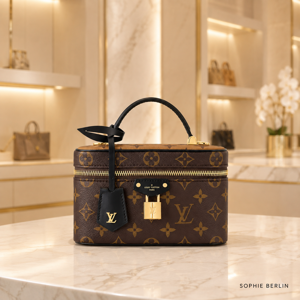Vintage Box Handtasche Braun Vorderansicht – Sophie Berlin