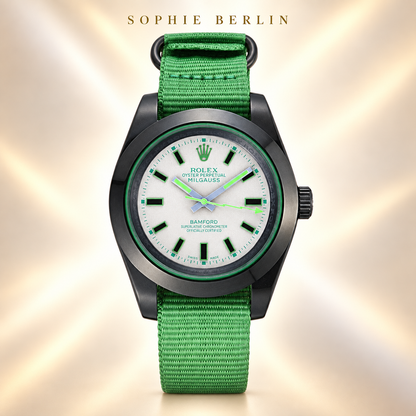 Volta Sportuhr – Weiß & Grün mit Textilband | 40 mm – Vorderansicht