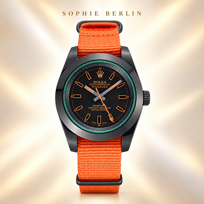 Volta Sportuhr – Schwarz & Orange mit Textilband | 40 mm – Vorderansicht