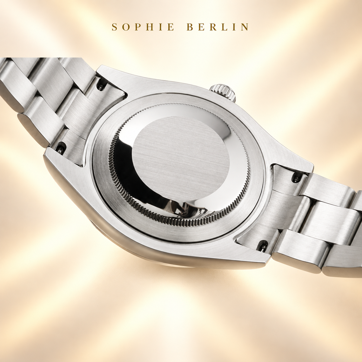 Volta Herrenuhr – Schwarz & Silber | 41 mm – Rückansicht mit Gehäuseboden und Banddetails