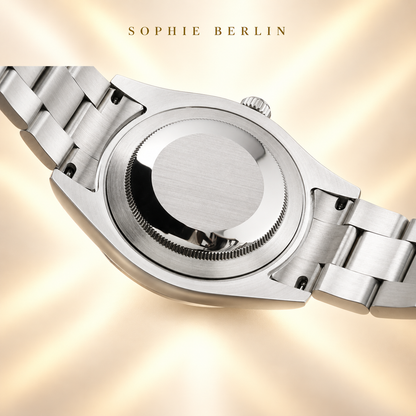 Volta Herrenuhr – Schwarz & Silber | 41 mm – Rückansicht mit Gehäuseboden und Banddetails