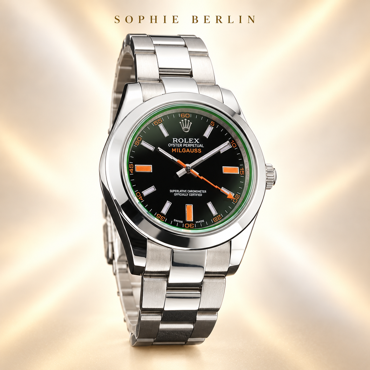 Volta Herrenuhr – Schwarz & Silber | 41 mm – Seitenansicht