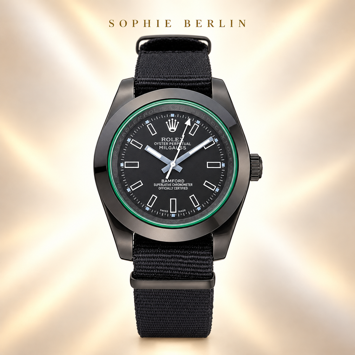 Volta Sportuhr – Schwarz mit Textilband | 40 mm – Vorderansicht