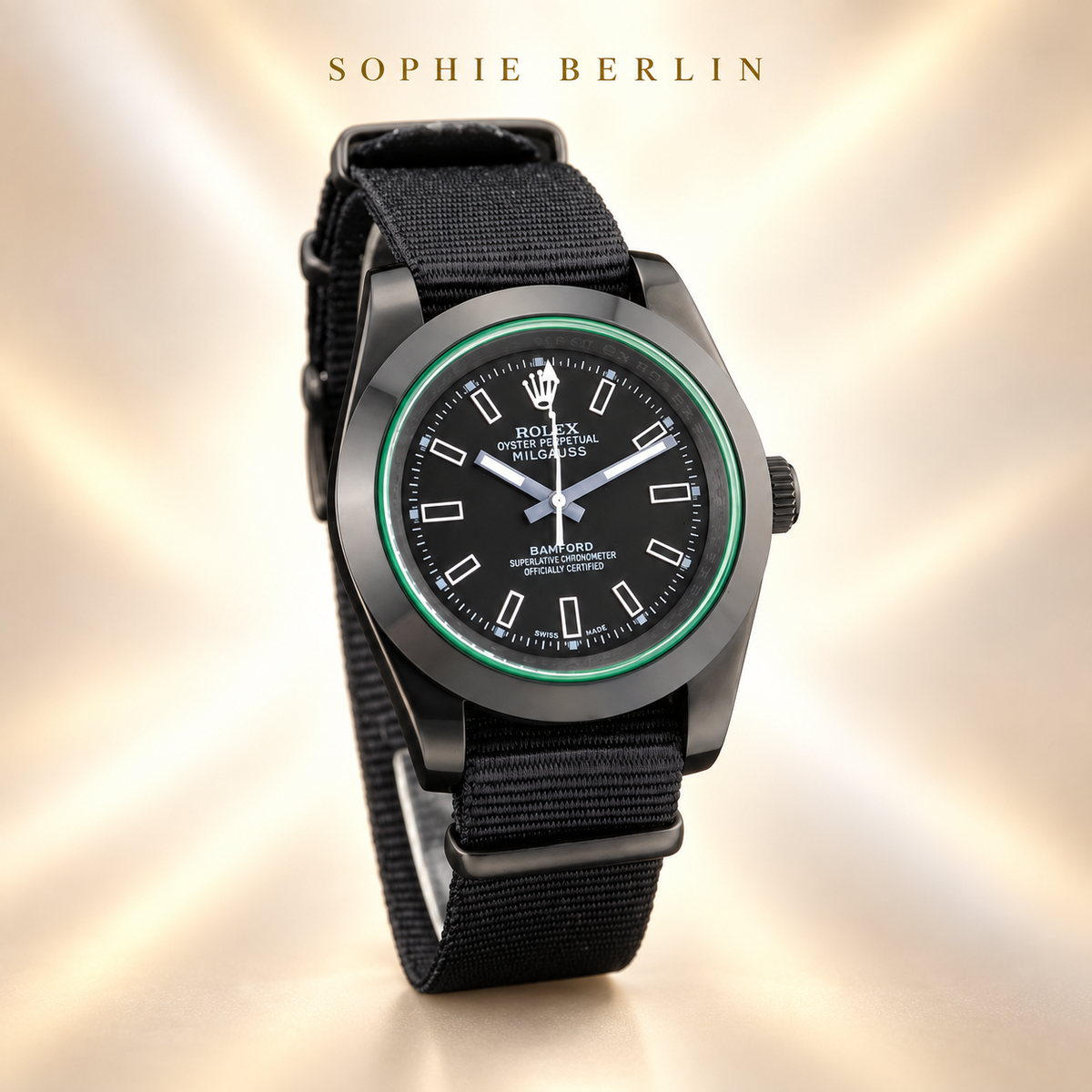 Volta Sportuhr – Schwarz mit Textilband | 40 mm – Seitenansicht