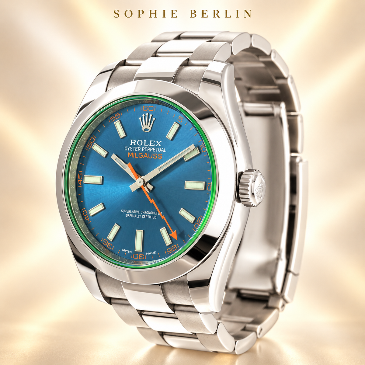 Volta Herrenuhr – Seitenansicht mit Krone und Gliederarmband – Sophie Berlin