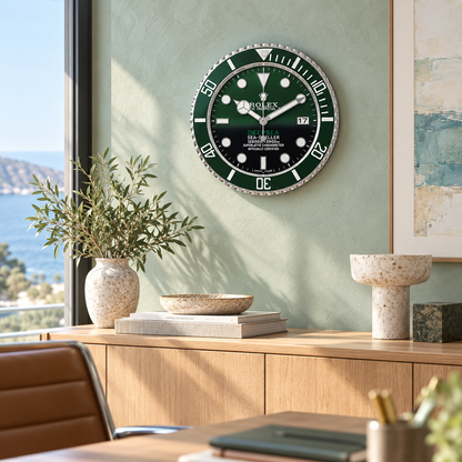 Deepsea Sea-Dweller Wanduhr – Grün – Wanduhr in luxuriösem Raum