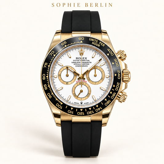 Blanc Doré – Weiße Armbanduhr mit schwarzem Band – 40 mm – Profilansicht