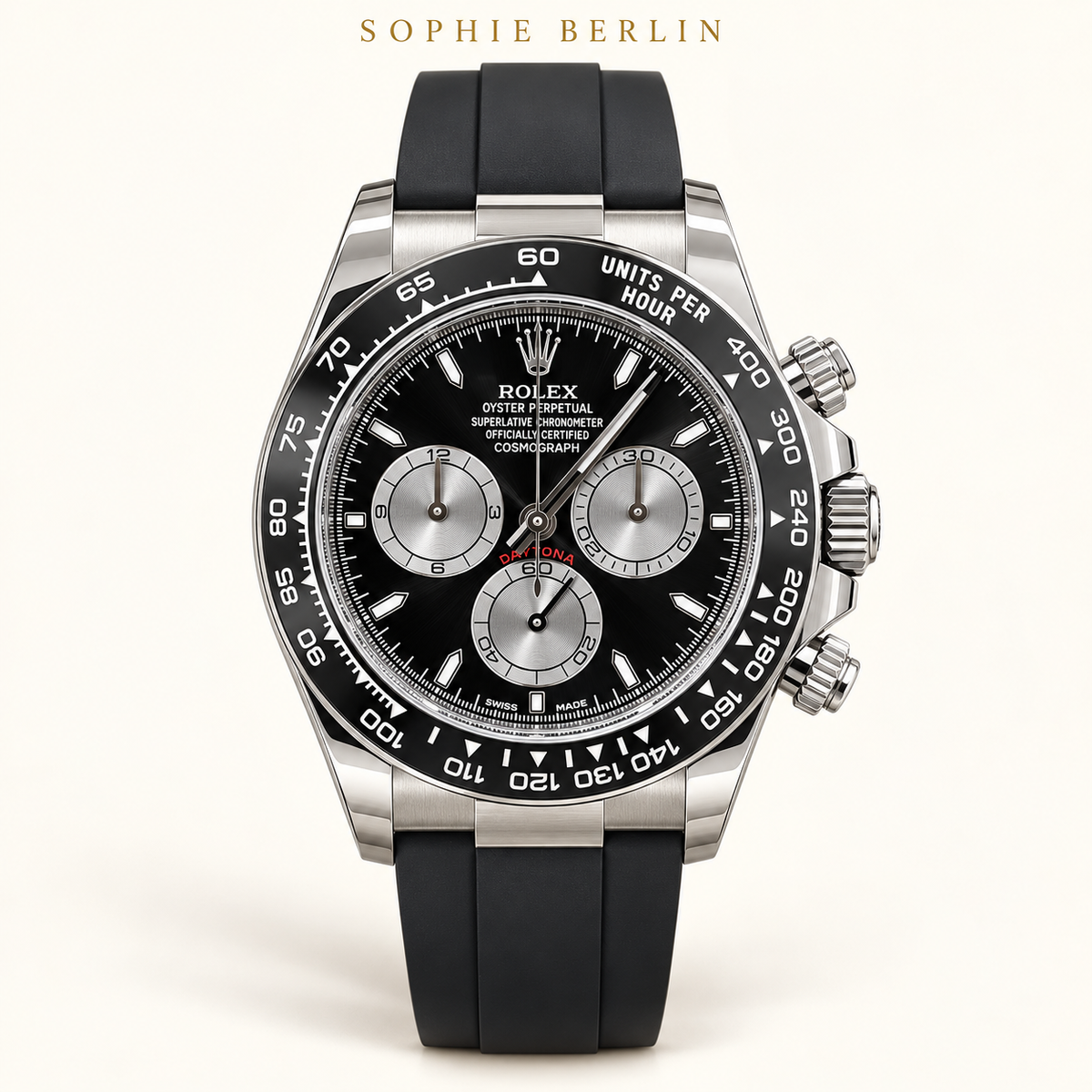 Nuit Argent – Schwarze Armbanduhr mit Kontrastanzeigen – 40 mm – Profilansicht