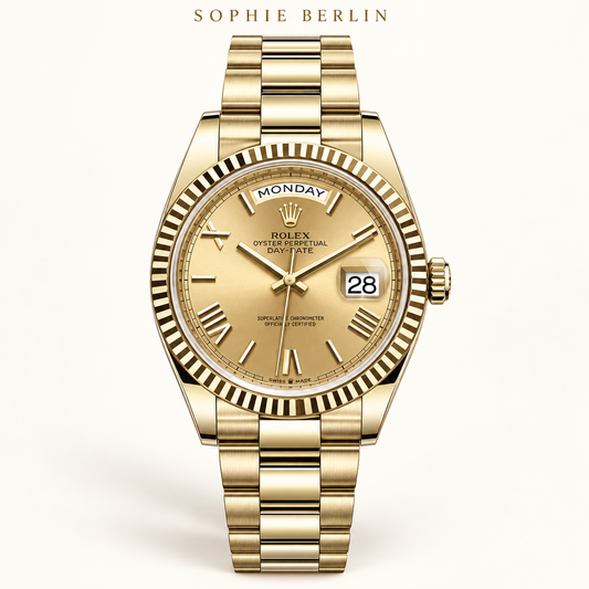 Aurea Roman – Goldfarbene Kalenderuhr – 40 mm – Profilansicht