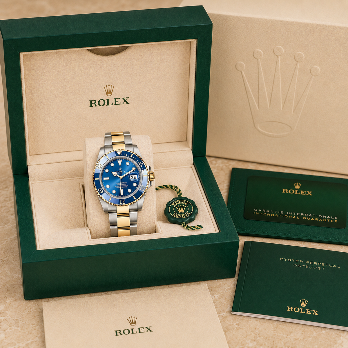 Taucheruhr Date 126613LB "Bluesy" complete set met doos en certificaten