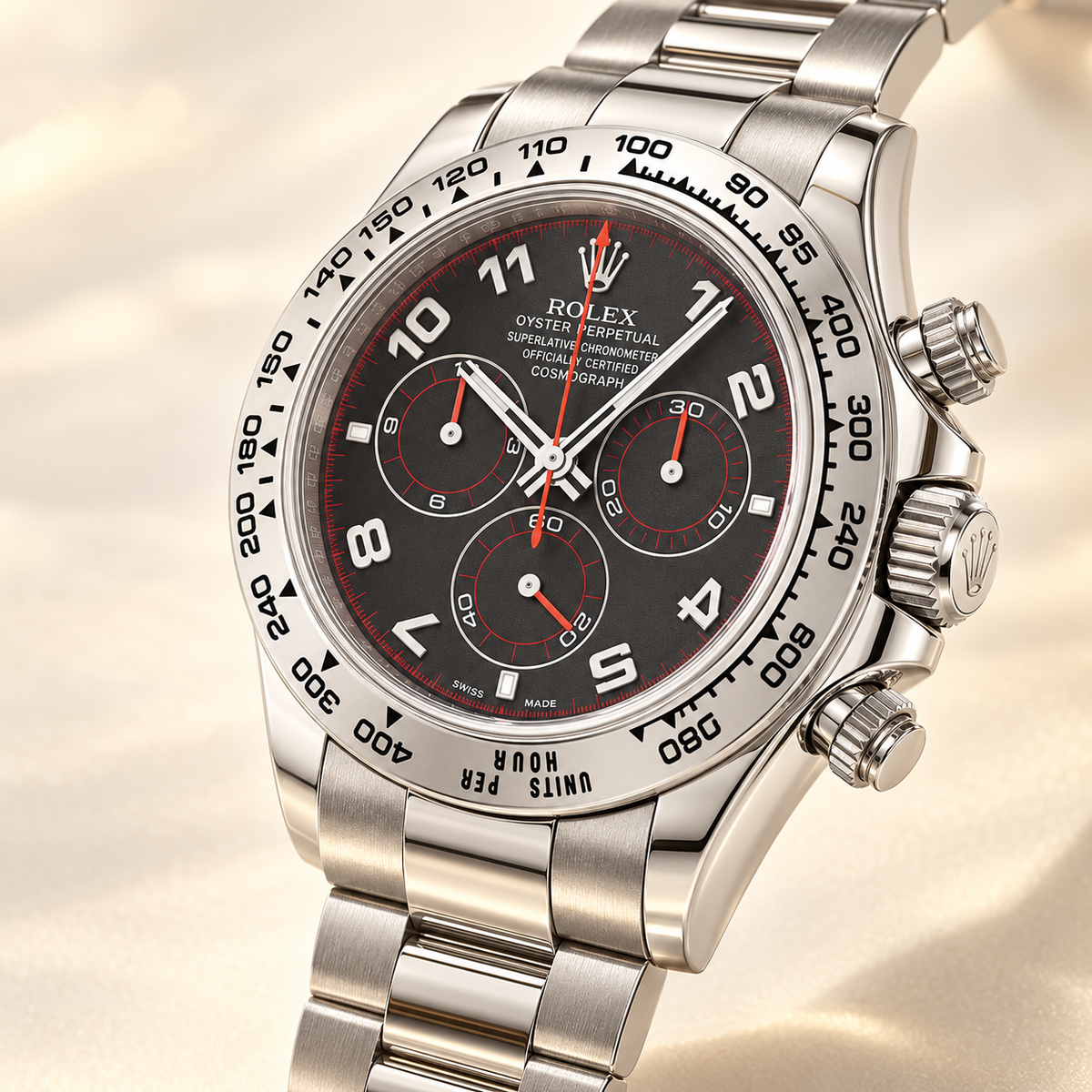 Tivaro Chronograph schwarz silberfarben 40 mm Seitenansicht